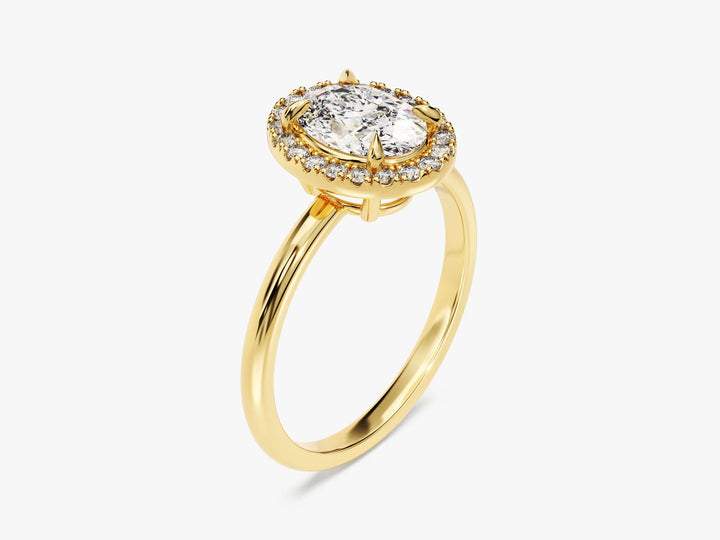 2.0CT Oval Diamond Halo Moissanite Engagement Ring