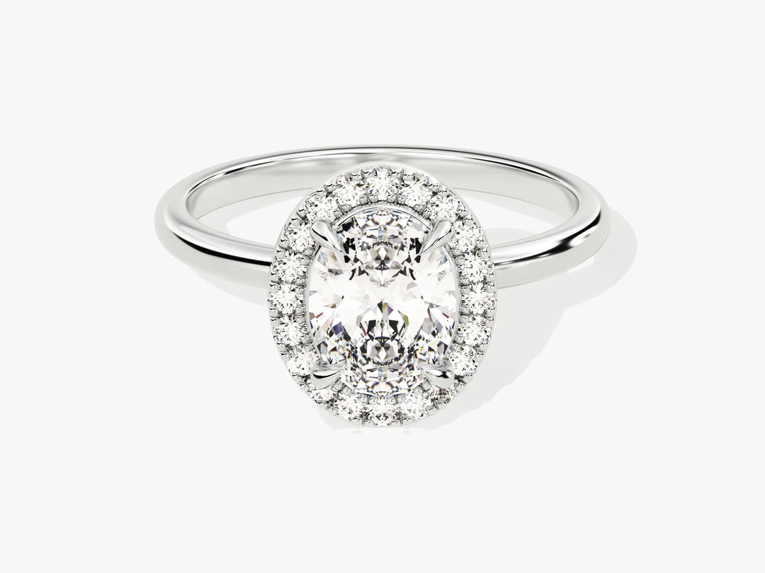 2.0CT Oval Diamond Halo Moissanite Engagement Ring