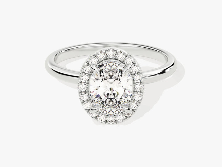 2.0CT Oval Diamond Halo Moissanite Engagement Ring