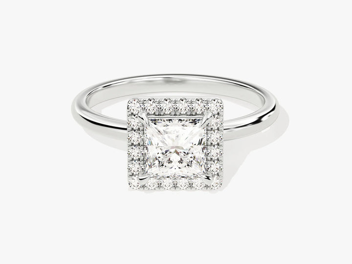 1.0CT Princess Diamond Halo Moissanite Engagement Ring