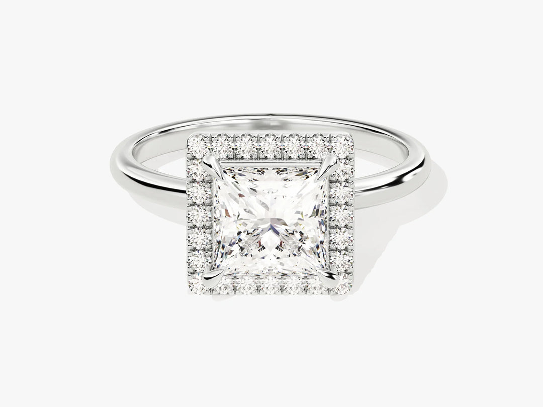 1.50CT Princess Diamond Halo Moissanite Engagement Ring