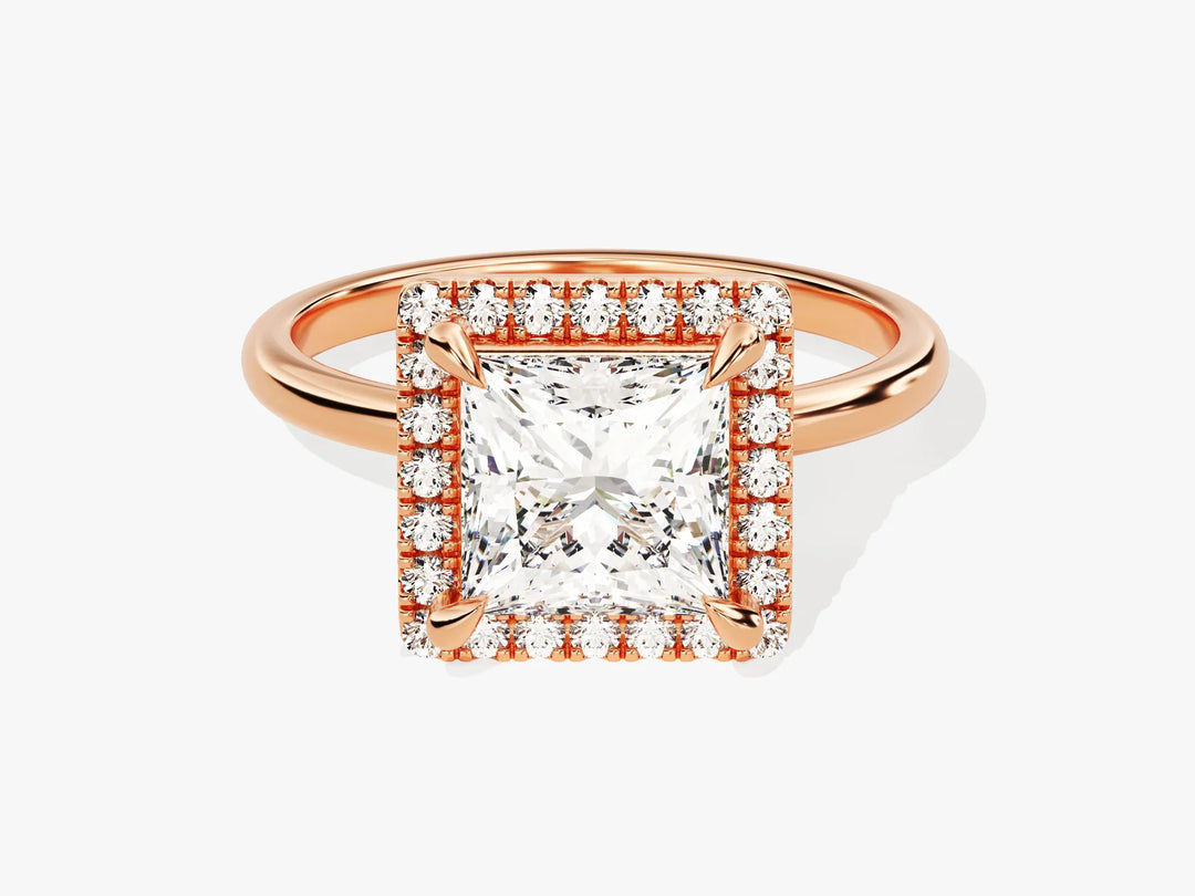 2.0CT Princess Diamond Halo Moissanite Engagement Ring
