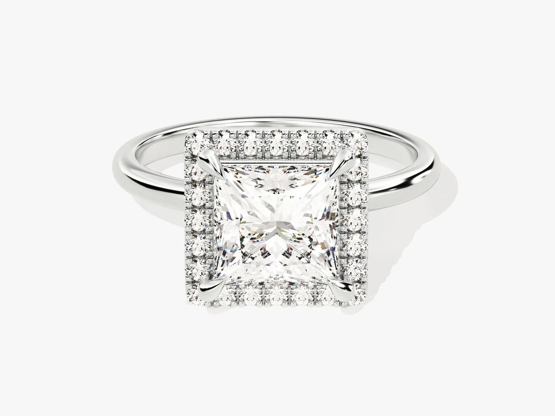 2.0CT Princess Diamond Halo Moissanite Engagement Ring