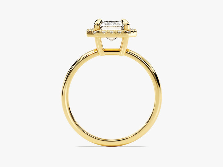 2.0CT Emerald Diamond Halo Moissanite Engagement Ring