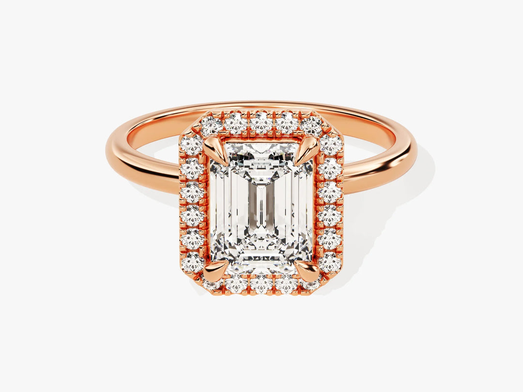 2.0CT Emerald Diamond Halo Moissanite Engagement Ring