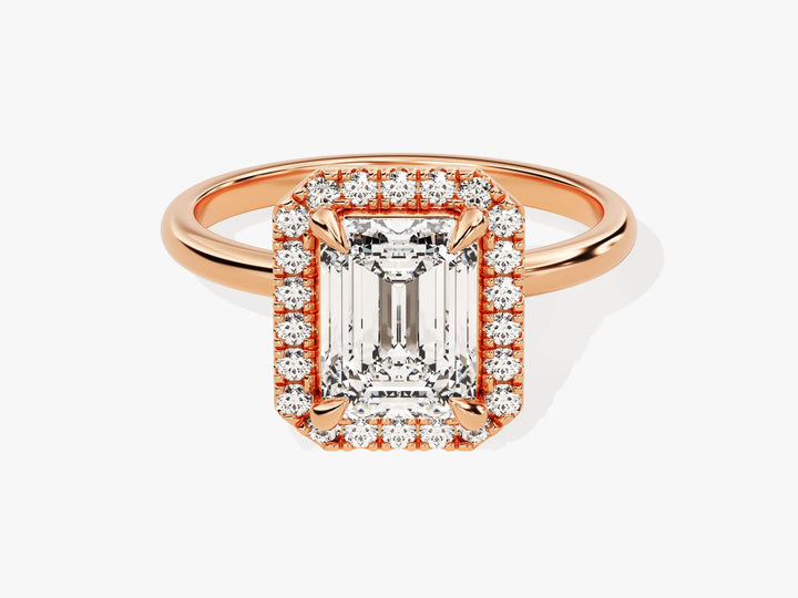 2.0CT Emerald Diamond Halo Moissanite Engagement Ring