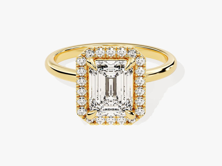 2.0CT Emerald Diamond Halo Moissanite Engagement Ring