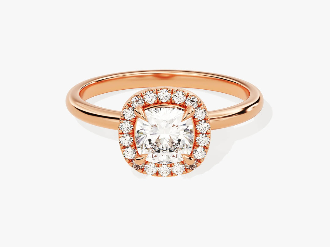 1.0CT Cushion Diamond Halo Moissanite Engagement Ring