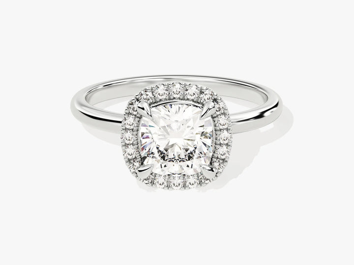 1.50CT Cushion Diamond Halo Moissanite Engagement Ring