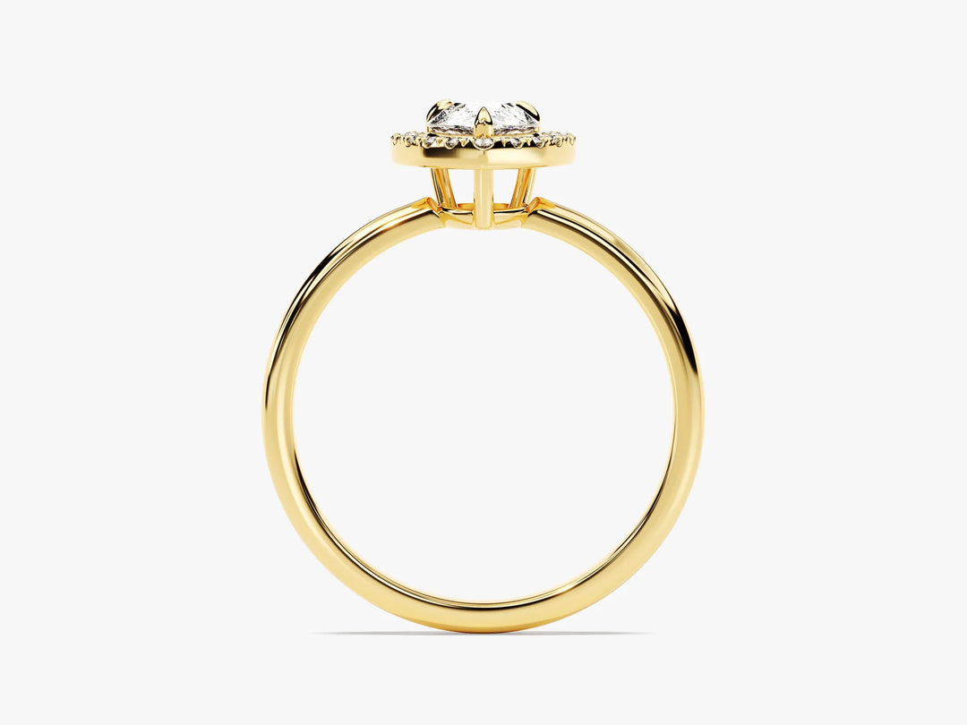 1.0CT Pear Diamond Halo Moissanite Engagement Ring