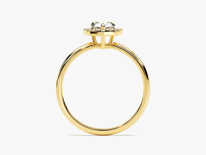 1.0CT Pear Diamond Halo Moissanite Engagement Ring