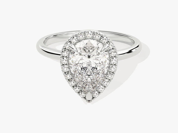 2.0CT Pear Diamond Halo Moissanite Engagement Ring