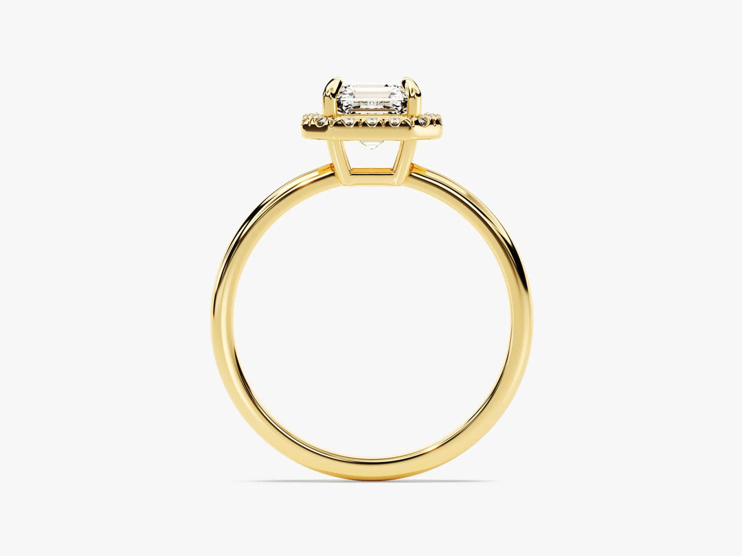 1.0CT Asscher Diamond Halo Moissanite Engagement Ring