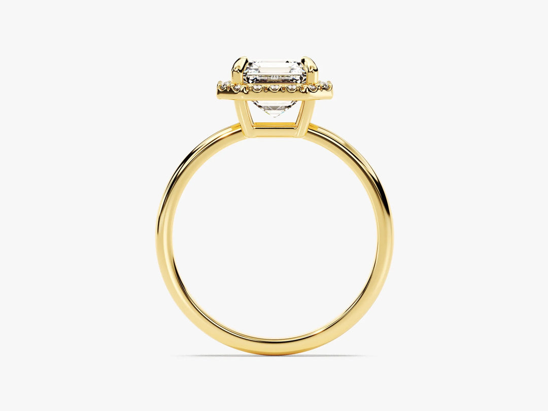 1.50CT Asscher Diamond Halo Moissanite Engagement Ring