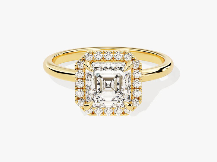 1.50CT Asscher Diamond Halo Moissanite Engagement Ring