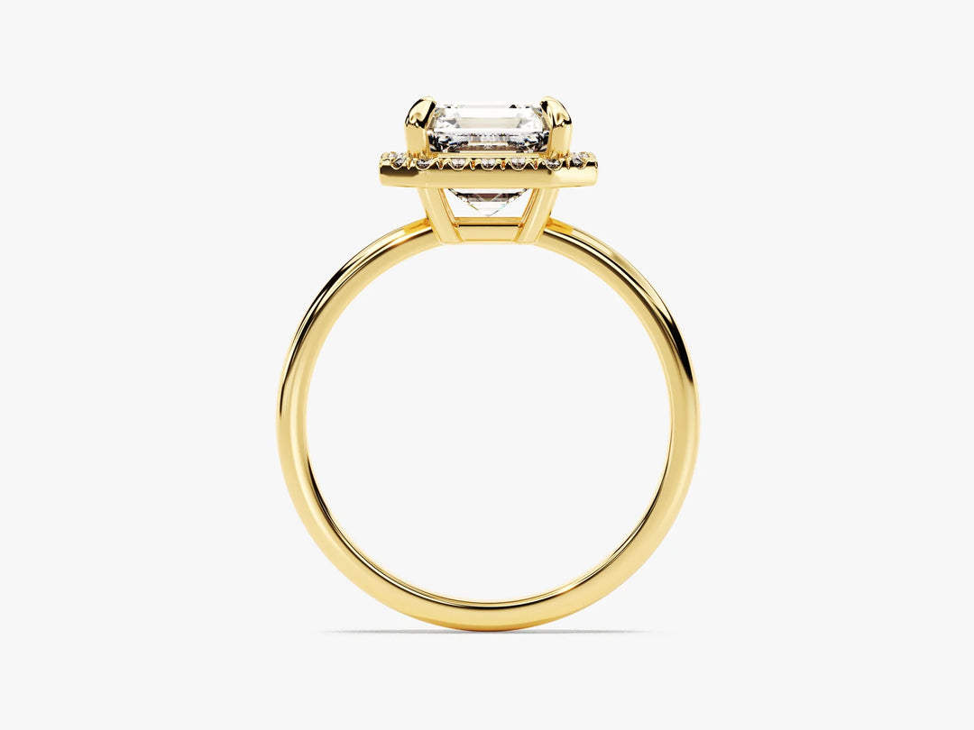 2.0CT Asscher Diamond Halo Moissanite Engagement Ring