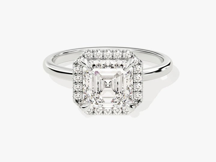 2.0CT Asscher Diamond Halo Moissanite Engagement Ring