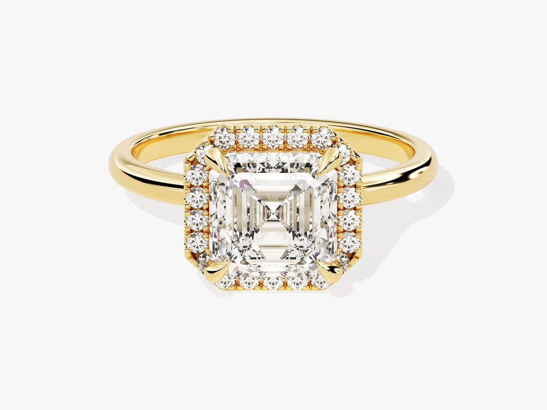 2.0CT Asscher Diamond Halo Moissanite Engagement Ring