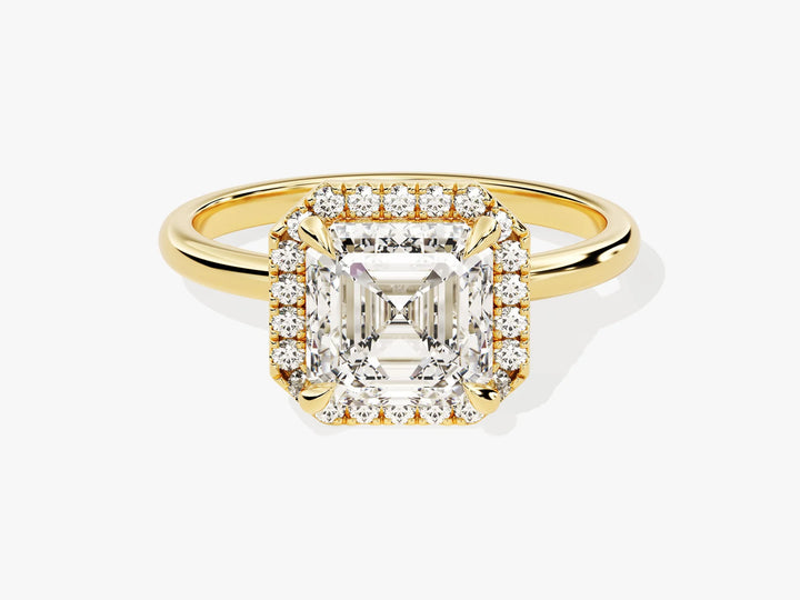 2.0CT Asscher Diamond Halo Moissanite Engagement Ring