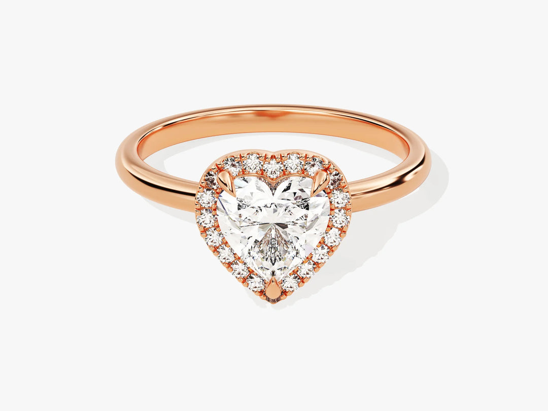 1.0CT Heart Diamond Halo Moissanite Engagement Ring