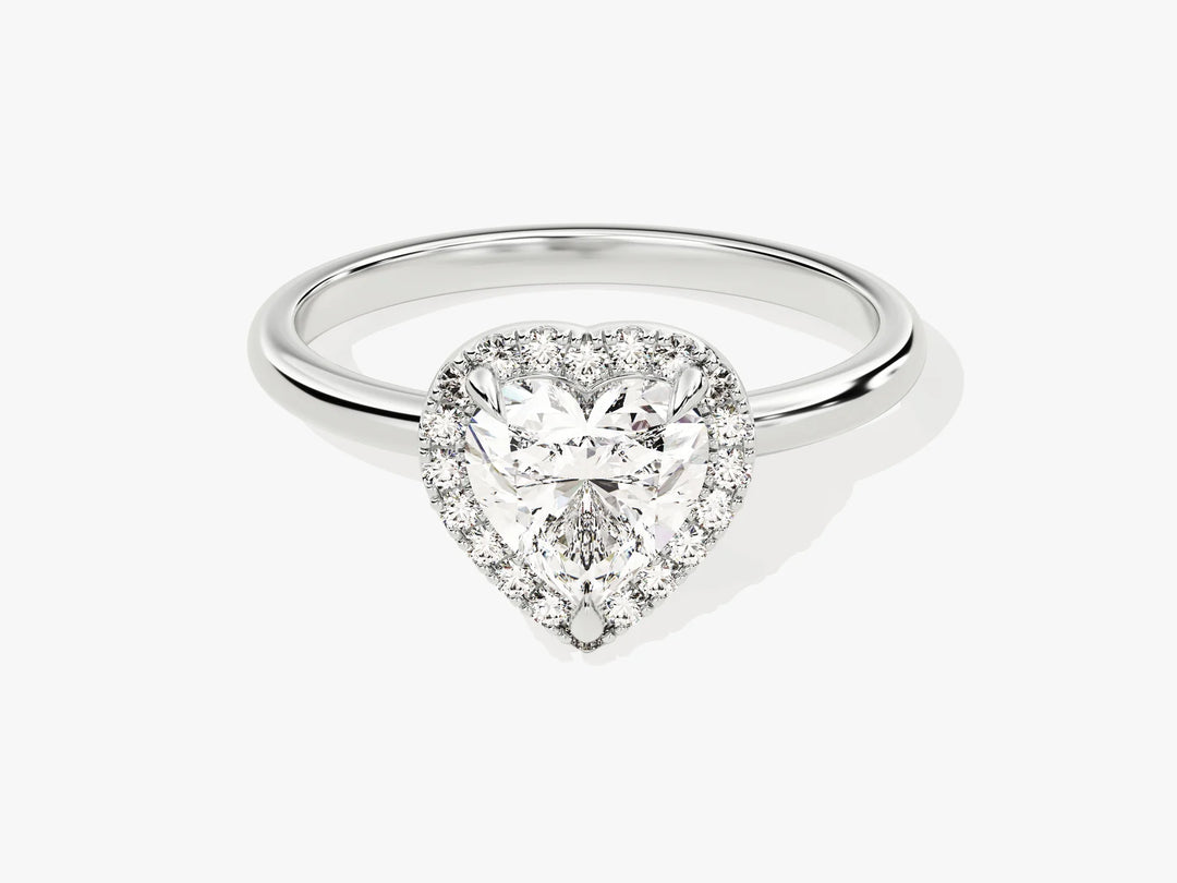 1.0CT Heart Diamond Halo Moissanite Engagement Ring