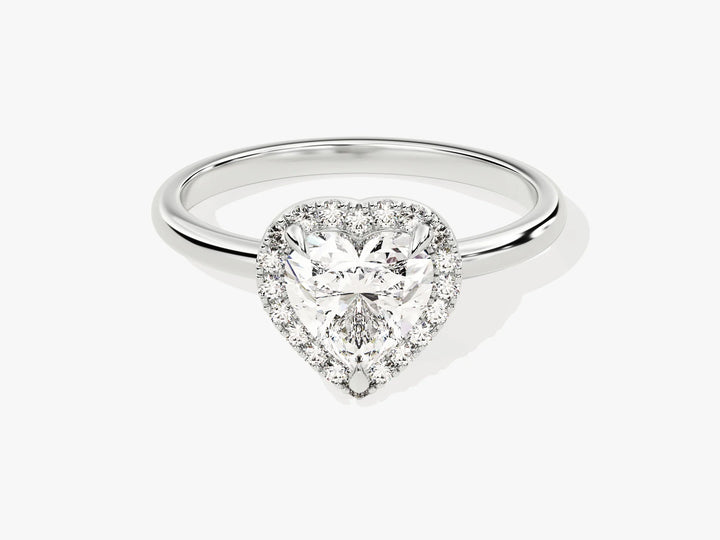 1.0CT Heart Diamond Halo Moissanite Engagement Ring