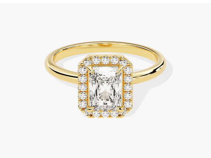 1.0CT Radiant Diamond Halo Moissanite Engagement Ring