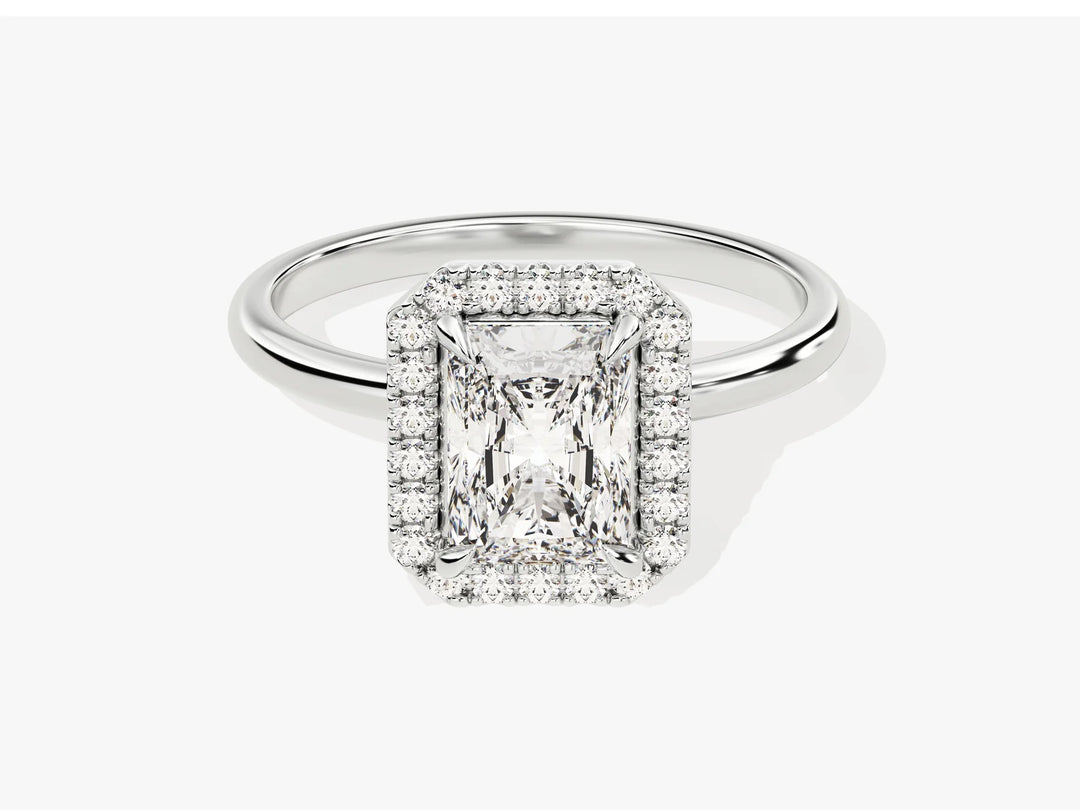 1.50CT Radiant Diamond Halo Moissanite Engagement Ring