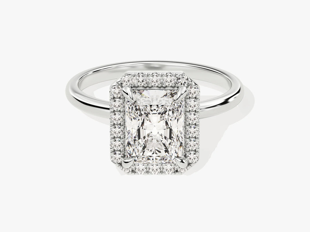 2.0CT Radiant Diamond Halo Moissanite Engagement Ring