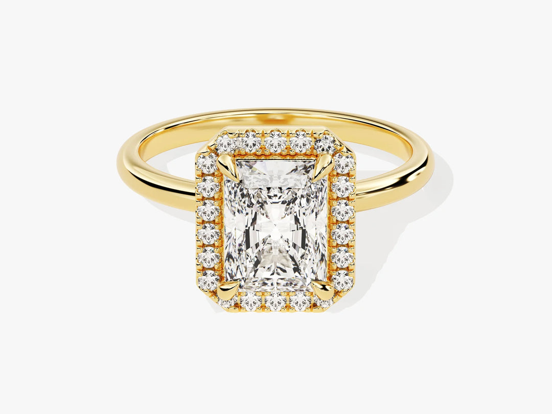 2.0CT Radiant Diamond Halo Moissanite Engagement Ring