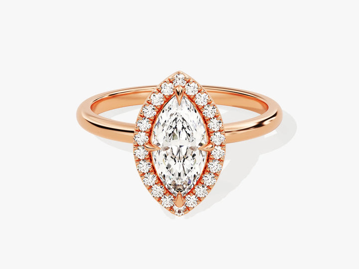 1.0CT Marquise Diamond Halo Moissanite Engagement Ring