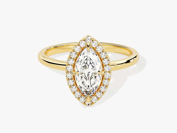 1.0CT Marquise Diamond Halo Moissanite Engagement Ring
