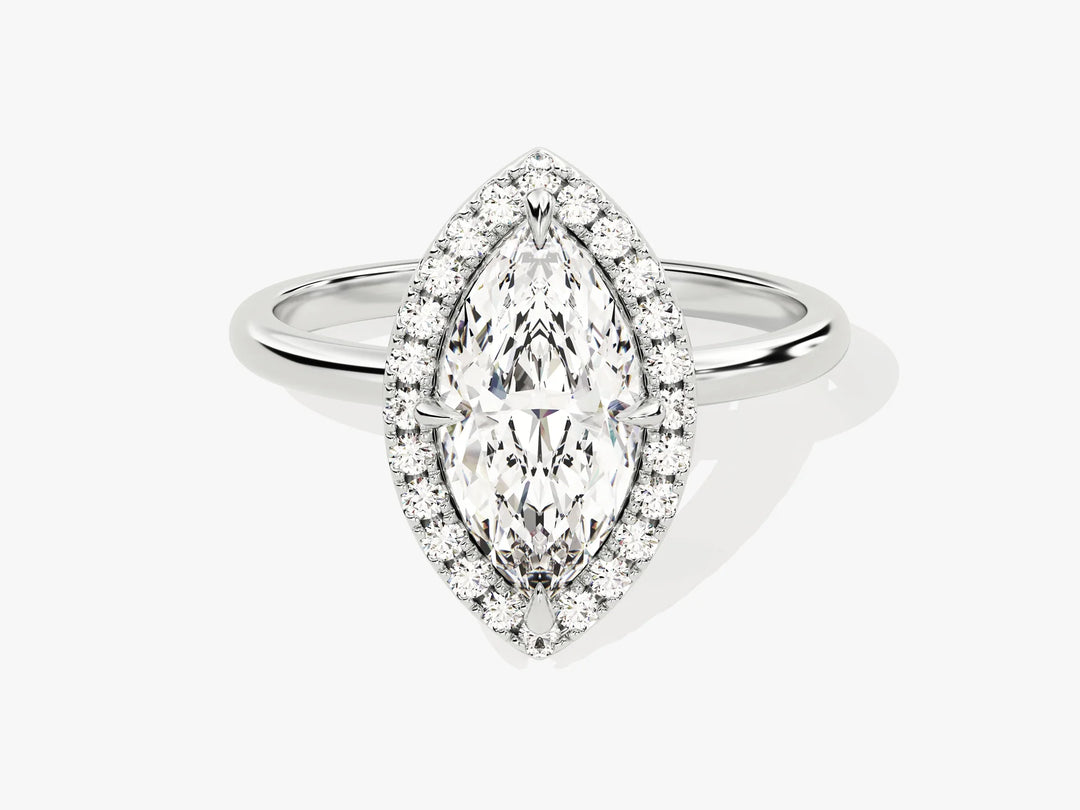 1.50CT Marquise Diamond Halo Moissanite Engagement Ring