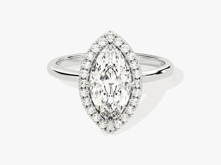 1.50CT Marquise Diamond Halo Moissanite Engagement Ring
