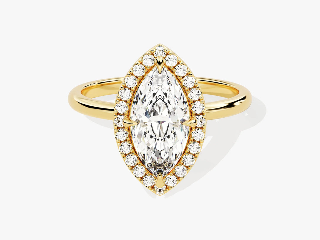 1.50CT Marquise Diamond Halo Moissanite Engagement Ring