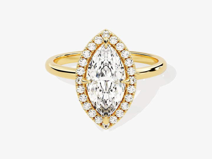 1.50CT Marquise Diamond Halo Moissanite Engagement Ring