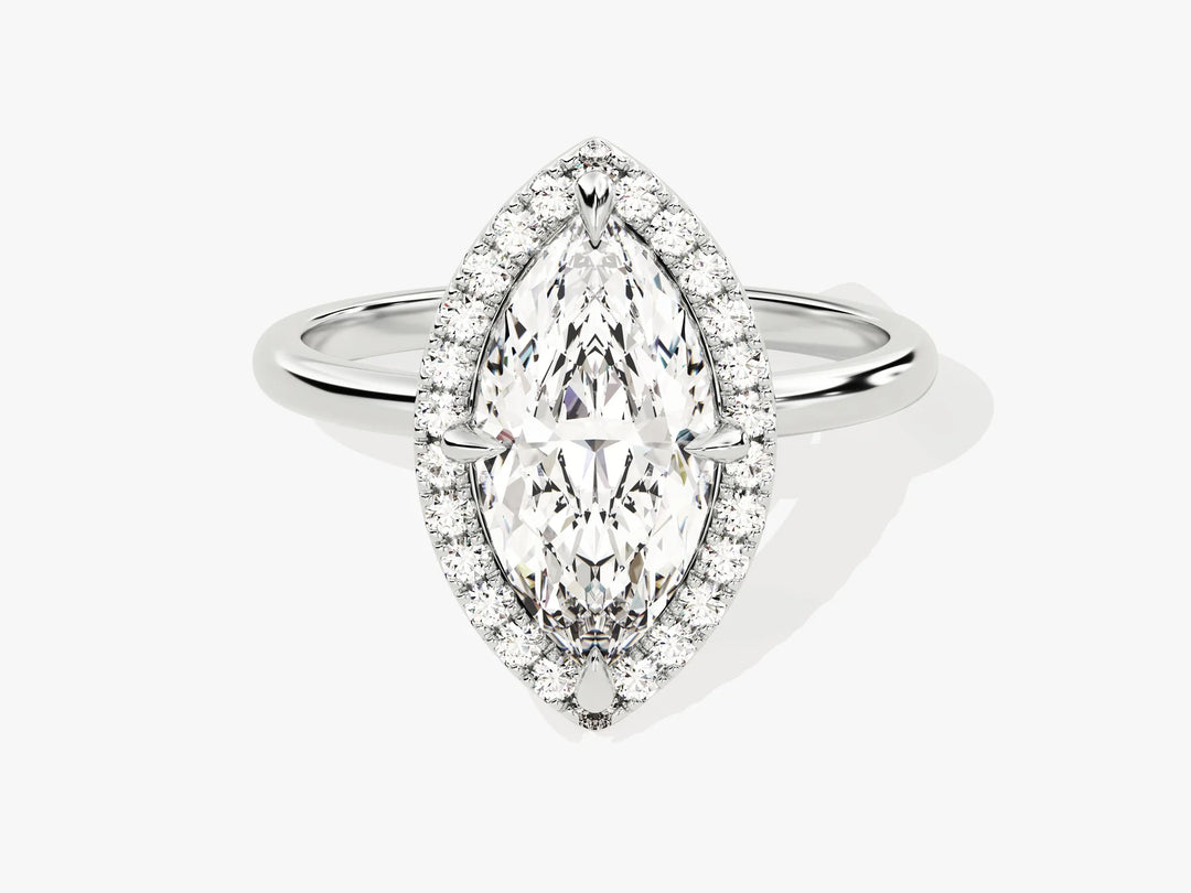 2.0CT Marquise Diamond Halo Moissanite Engagement Ring