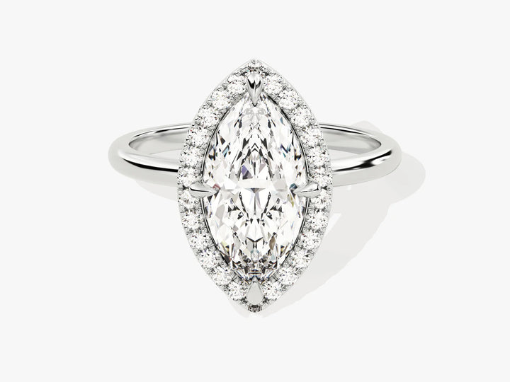 2.0CT Marquise Diamond Halo Moissanite Engagement Ring