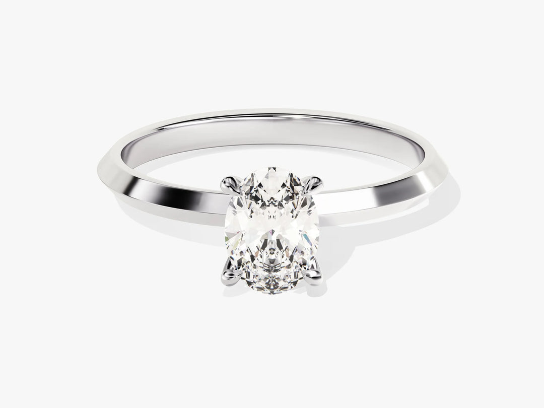 1.0CT Oval Diamond Knife Edge Solitaire Moissanite Engagement Ring