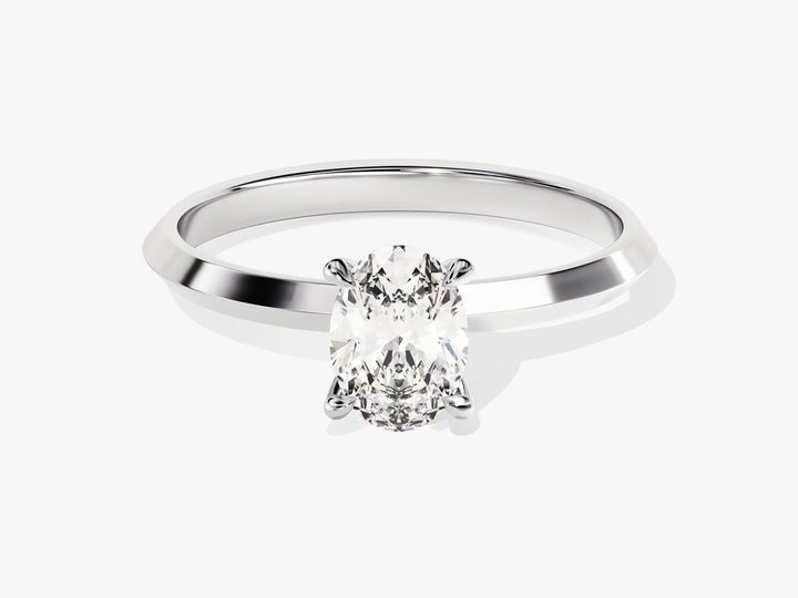 1.0CT Oval Diamond Knife Edge Solitaire Moissanite Engagement Ring