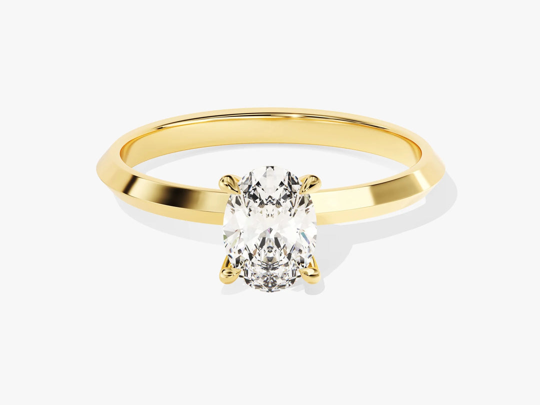 1.0CT Oval Diamond Knife Edge Solitaire Moissanite Engagement Ring