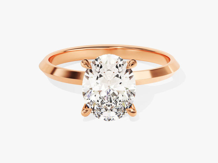 2.0CT Oval Diamond Kinfe Edge Solitaire Moissanite Engagement Ring