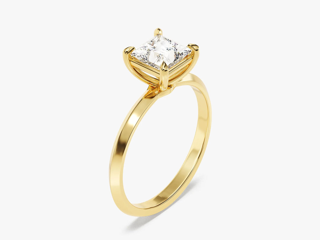 1.0CT Princess Diamond Knife Edge Solitaire Moissanite Engagement Ring