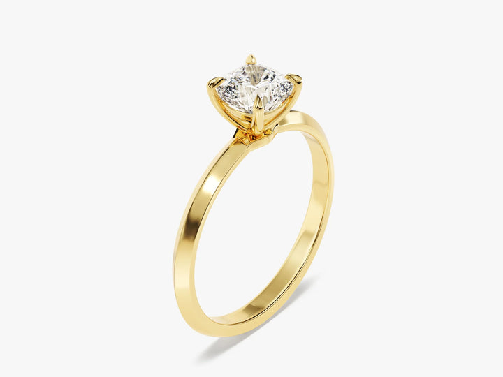 1.0CT Cushion Diamond Knife Edge Solitaire Moissanite Engagement Ring