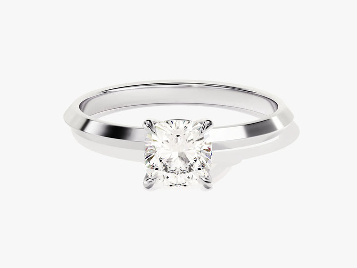 1.0CT Cushion Diamond Knife Edge Solitaire Moissanite Engagement Ring