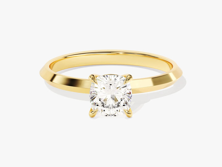 1.0CT Cushion Diamond Knife Edge Solitaire Moissanite Engagement Ring