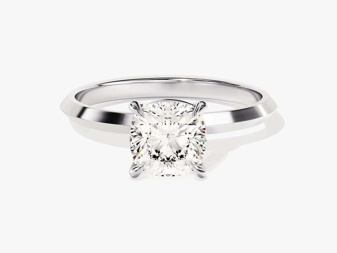 1.50CT Cushion Diamond Knife Edge Solitaire Moissanite Engagement Ring