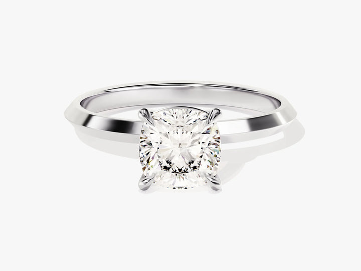 1.50CT Cushion Diamond Knife Edge Solitaire Moissanite Engagement Ring