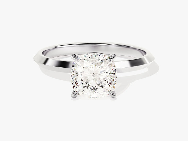 2.0CT Cushion Diamond Kinfe Edge Solitaire Moissanite Engagement Ring