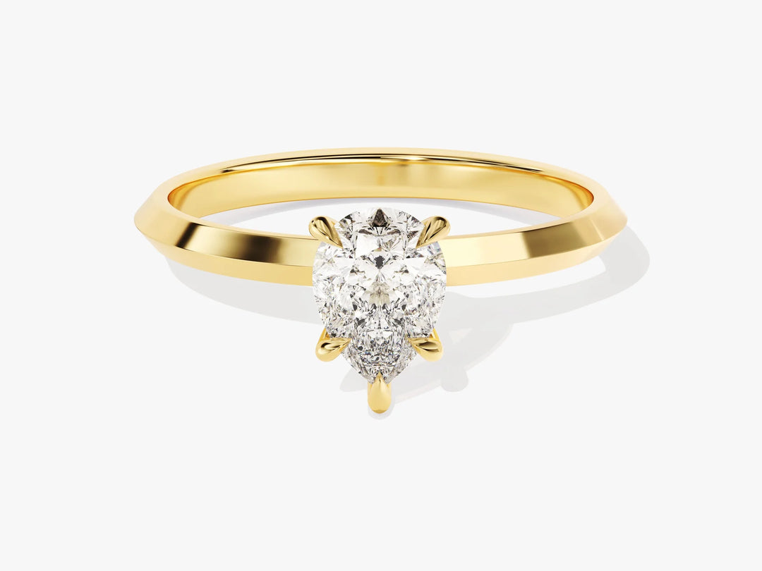 1.0CT Pear Diamond Knife Edge Solitaire Moissanite Engagement Ring